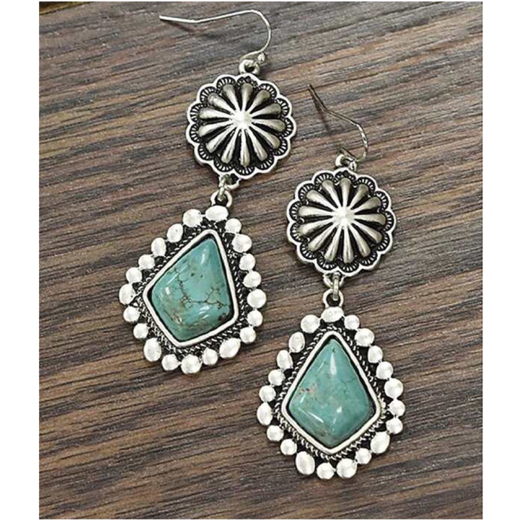 Boho Silver Tone Western Earrings